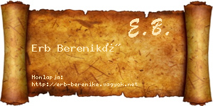 Erb Bereniké névjegykártya